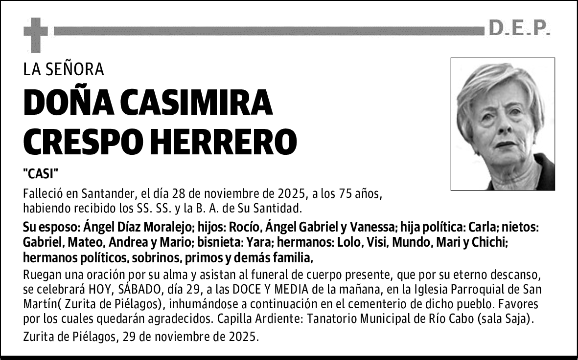 DOÑA CASIMIRA CRESPO HERRERO