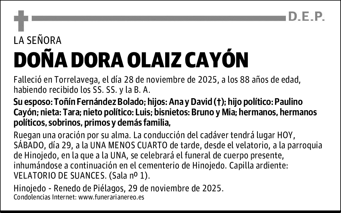 DOÑA DORA OLAIZ CAYÓN