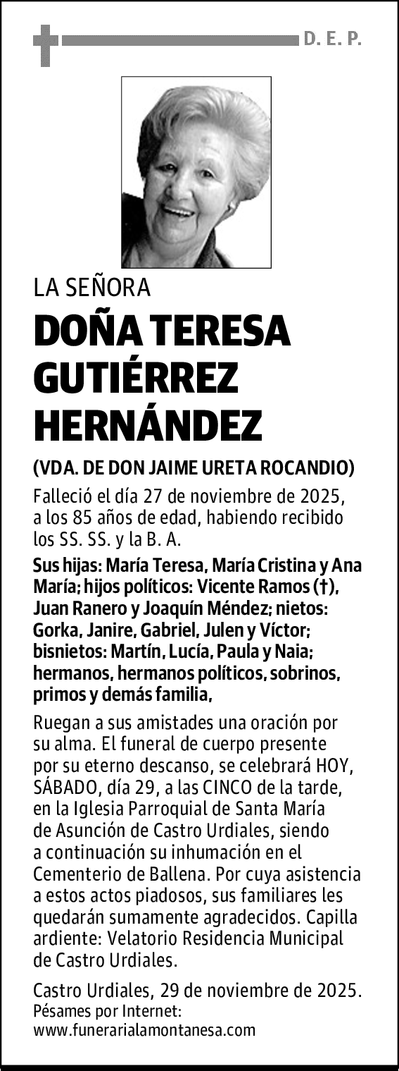 DOÑA TERESA GUTIÉRREZ HERNÁNDEZ