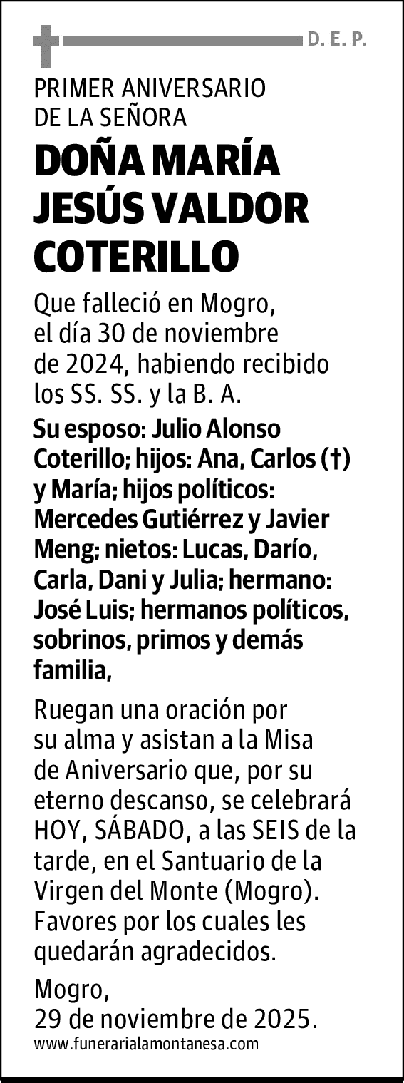 DOÑA MARÍA JESÚS VALDOR COTERILLO