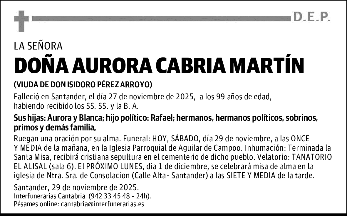 DOÑA AURORA CABRIA MARTÍN