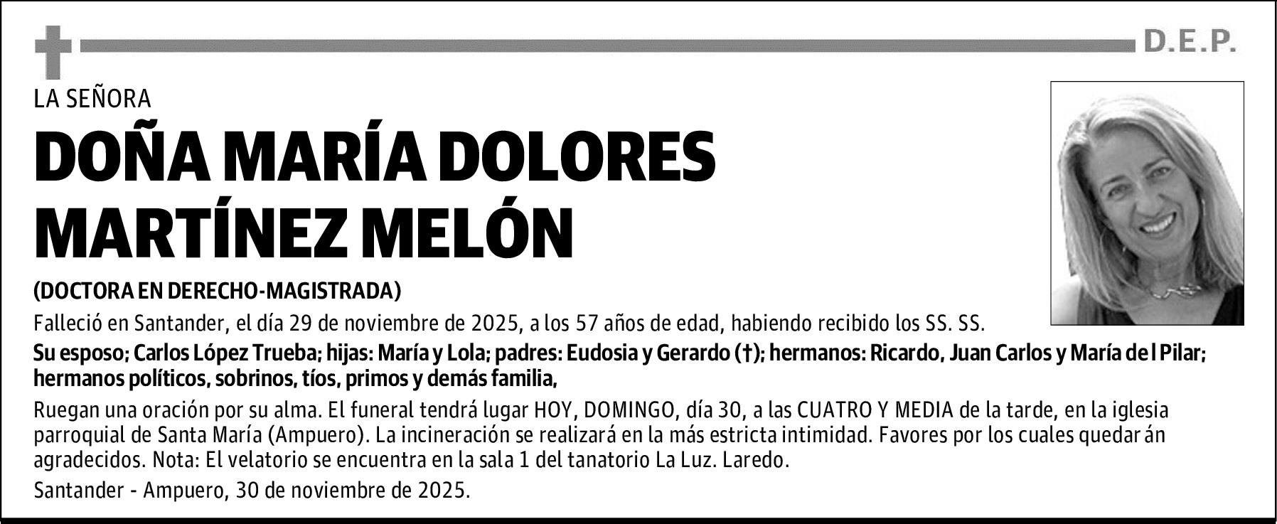 DOÑA MARÍA DOLORES MARTÍNEZ MELÓN