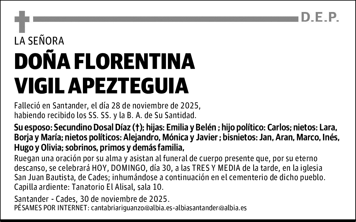 DOÑA FLORENTINA VIGIL APEZTEGUIA