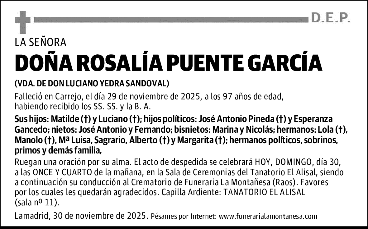 DOÑA ROSALÍA PUENTE GARCÍA