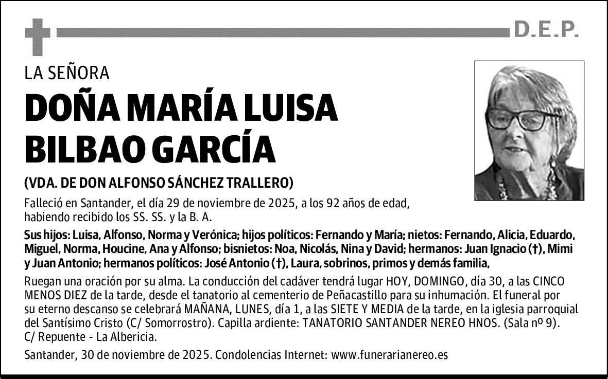 DOÑA MARÍA LUISA BILBAO GARCÍA