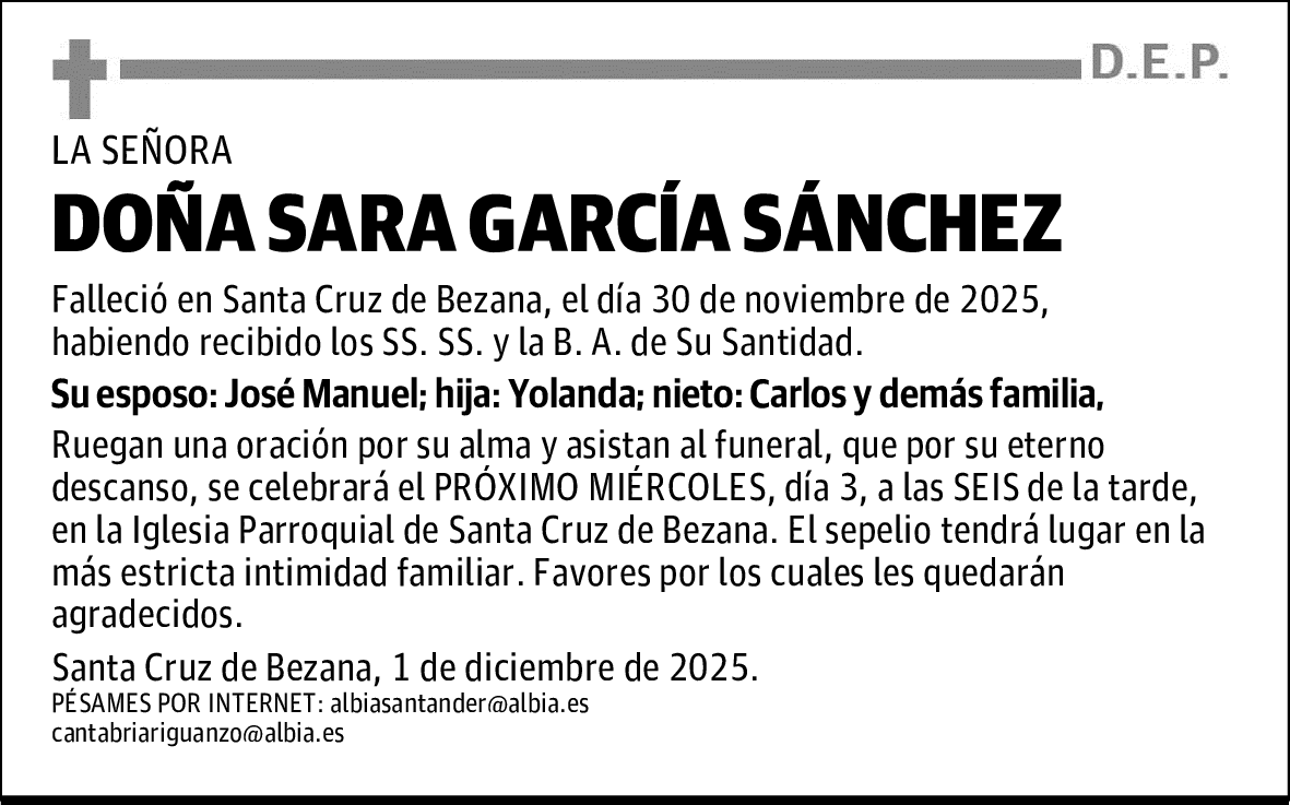 DOÑA SARA GARCÍA SÁNCHEZ