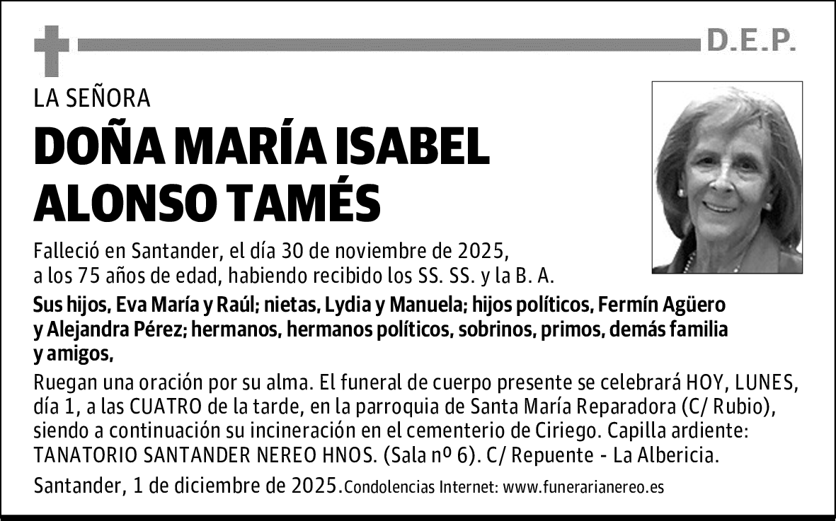 DOÑA MARÍA ISABEL ALONSO TAMÉS
