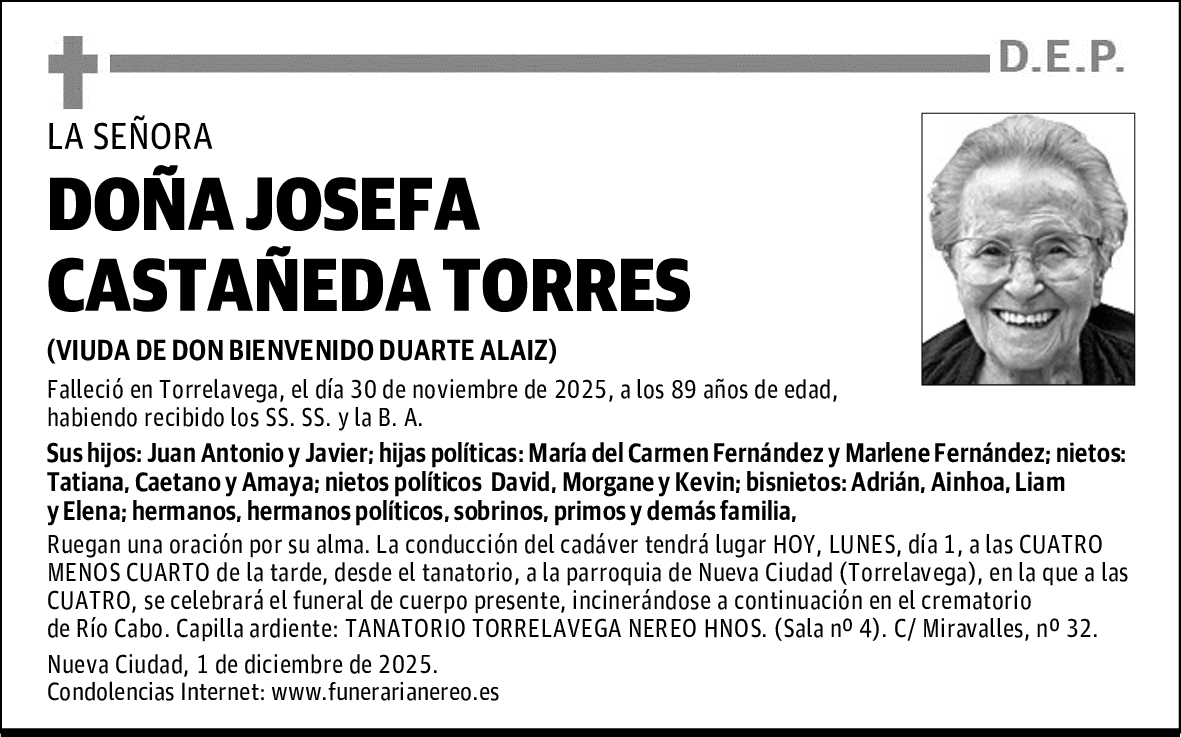 DOÑA JOSEFA CASTAÑEDA TORRES