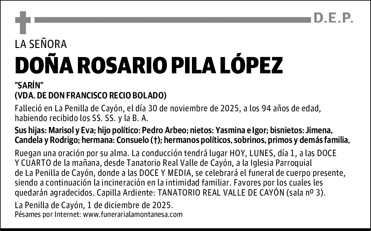 DOÑA ROSARIO PILA LÓPEZ