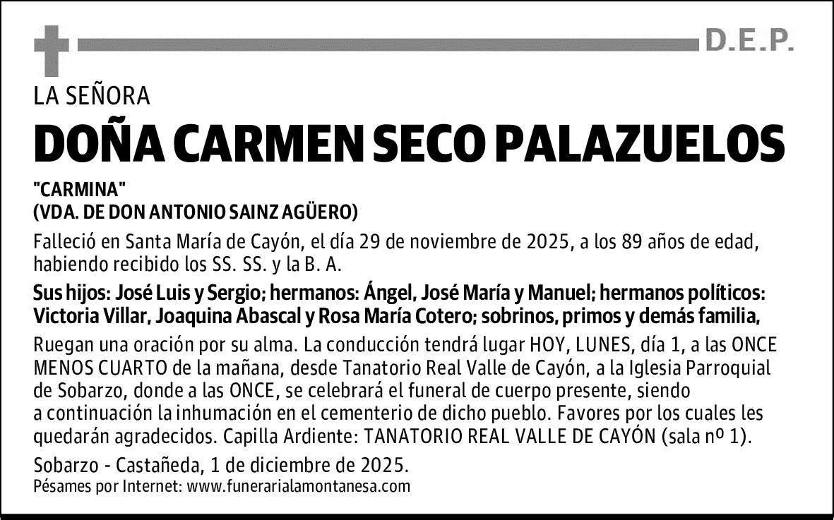 DOÑA CARMEN SECO PALAZUELOS