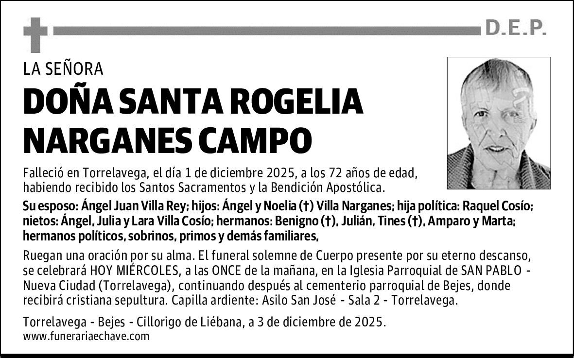 DOÑA SANTA ROGELIA NARGANES CAMPO