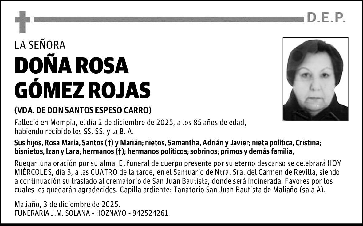 DOÑA ROSA GÓMEZ ROJAS