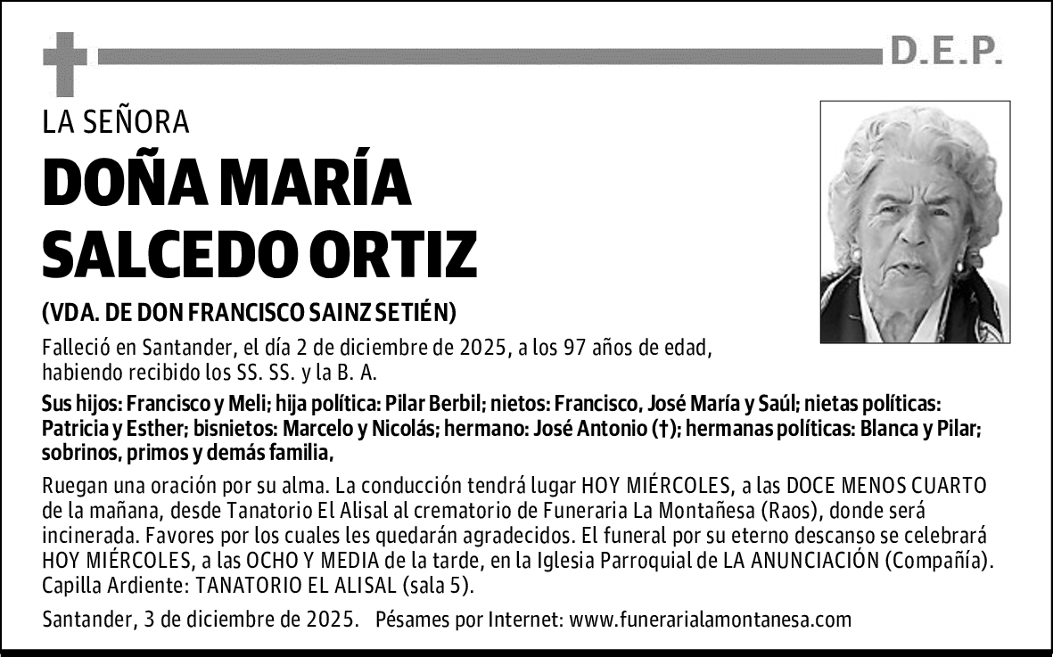 DOÑA MARÍA SALCEDO ORTIZ