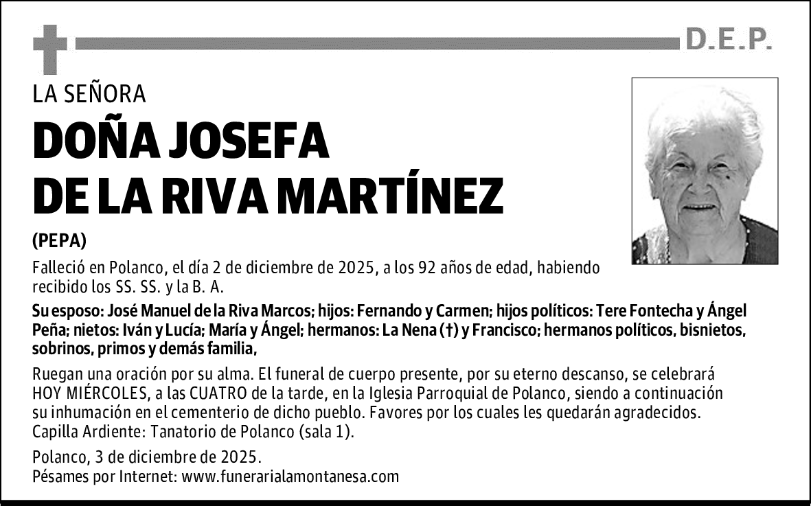 DOÑA JOSEFA DE LA RIVA MARTÍNEZ
