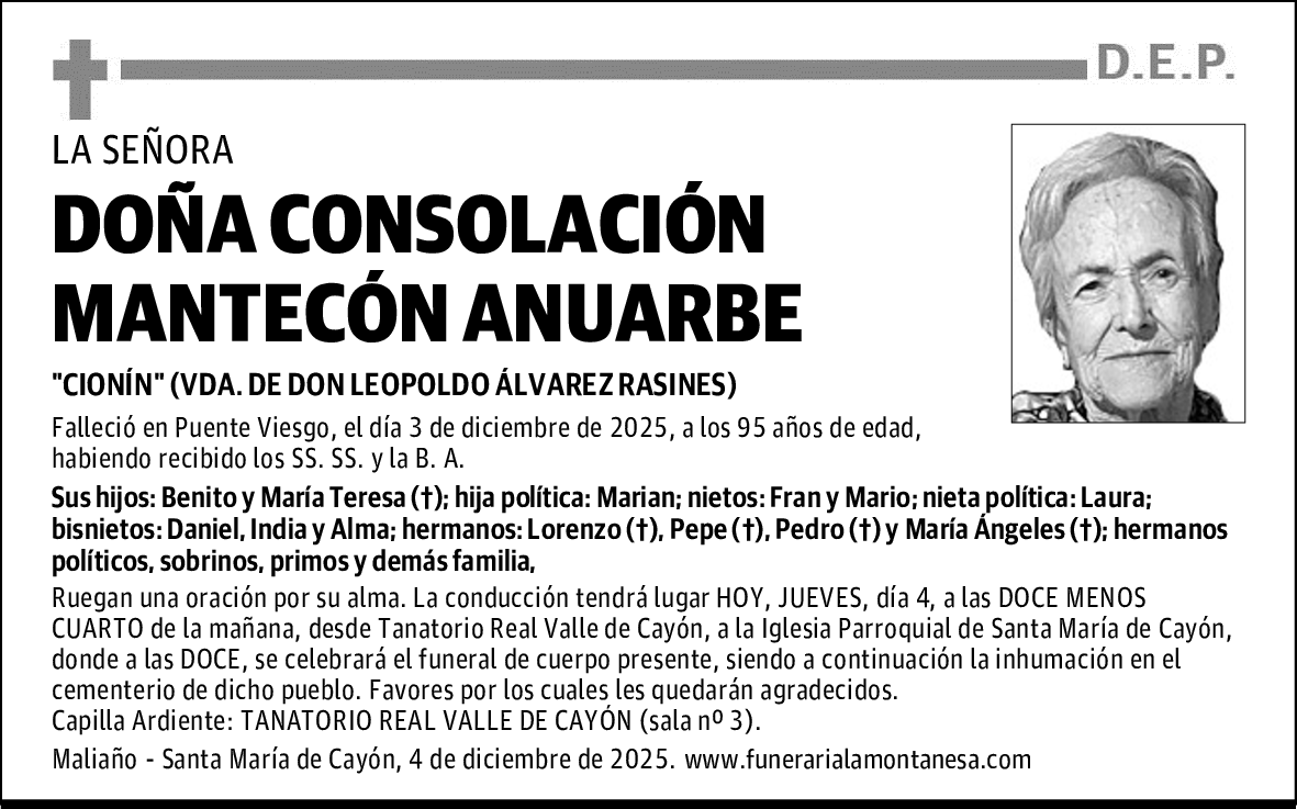DOÑA CONSOLACIÓN MANTECÓN ANUARBE