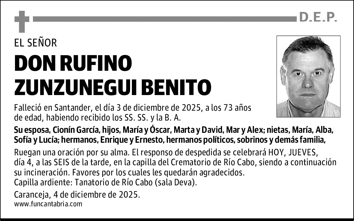 DON RUFINO ZUNZUNEGUI BENITO