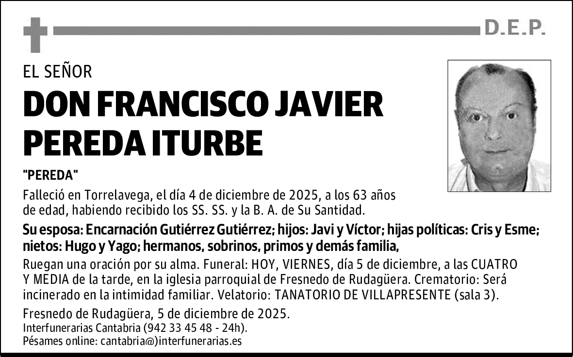 DON FRANCISCO JAVIER PEREDA ITURBE