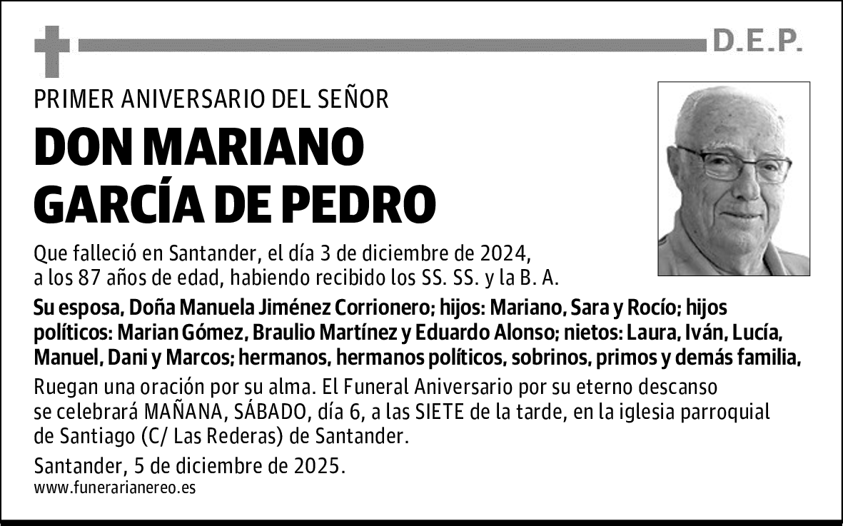 DON MARIANO GARCÍA DE PEDRO