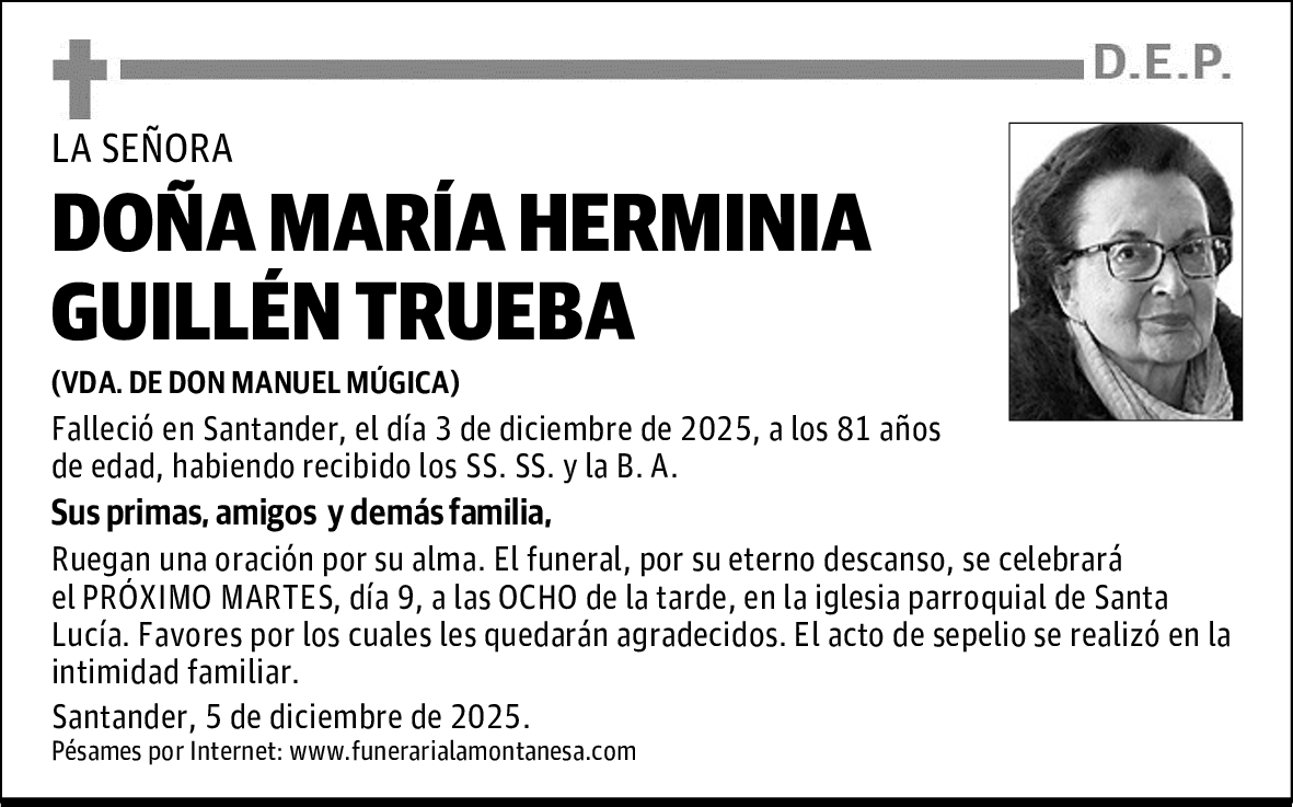 DOÑA MARÍA HERMINIA GUILLÉN TRUEBA