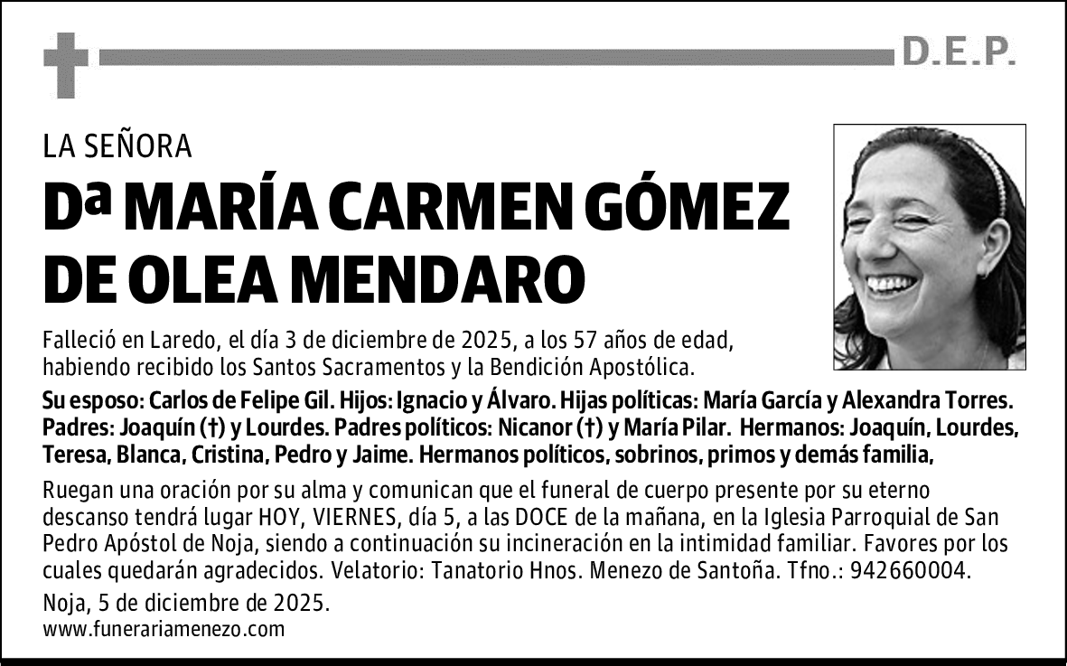 DOÑA MARÍA CARMEN GÓMEZ DE OLEA MENDARO