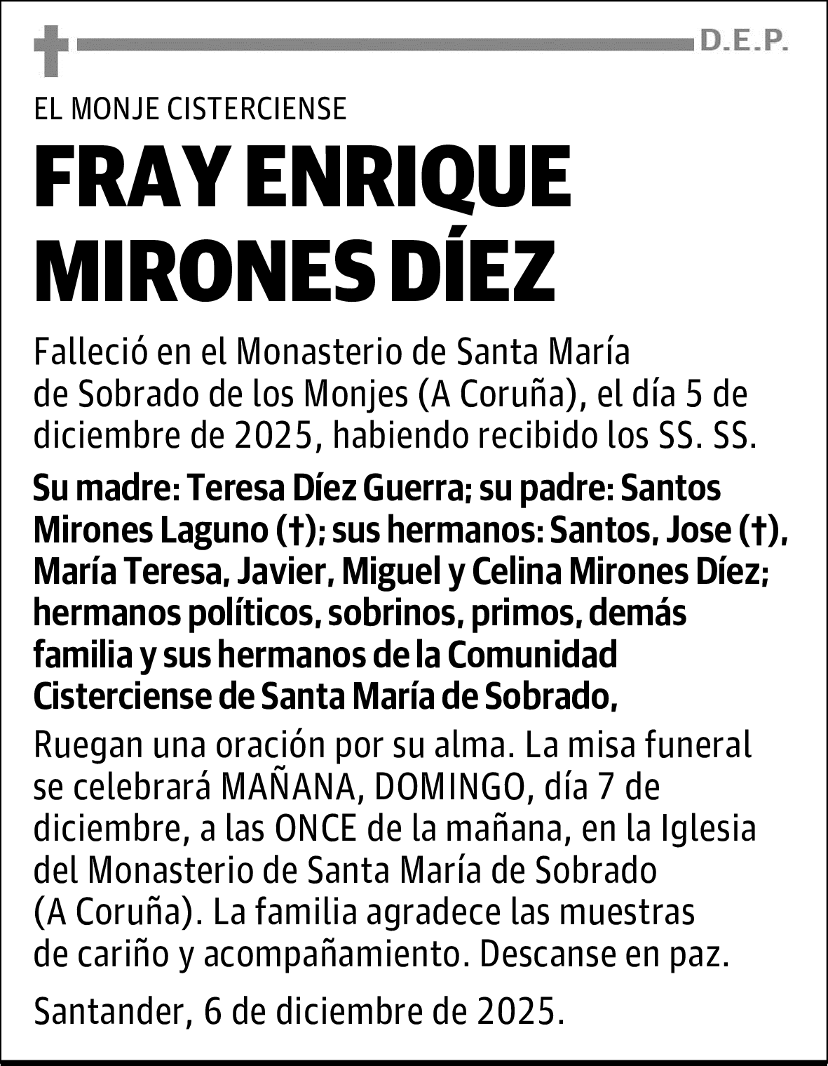 FRAY ENRIQUE MIRONES DÍEZ