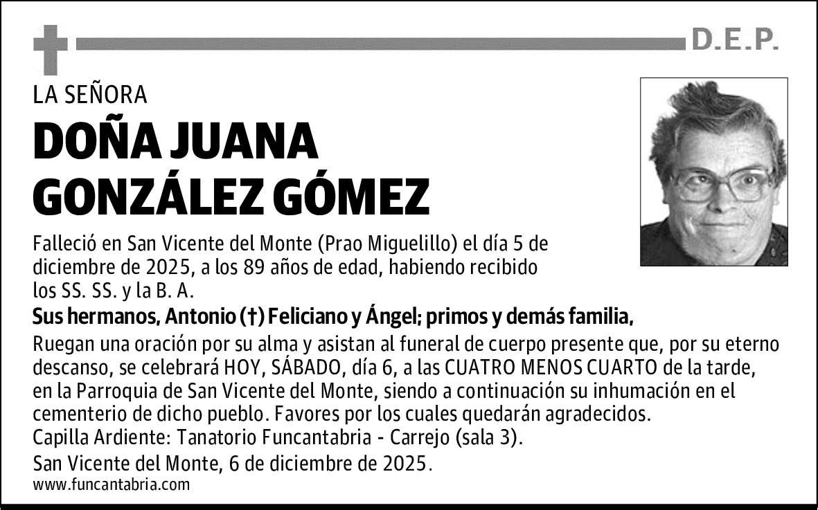 DOÑA JUANA GONZÁLEZ GÓMEZ
