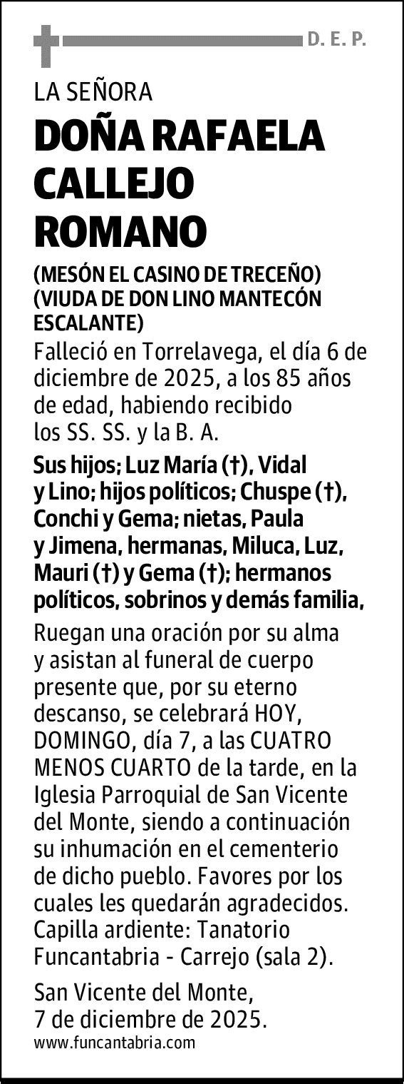DOÑA RAFAELA CALLEJO ROMANO