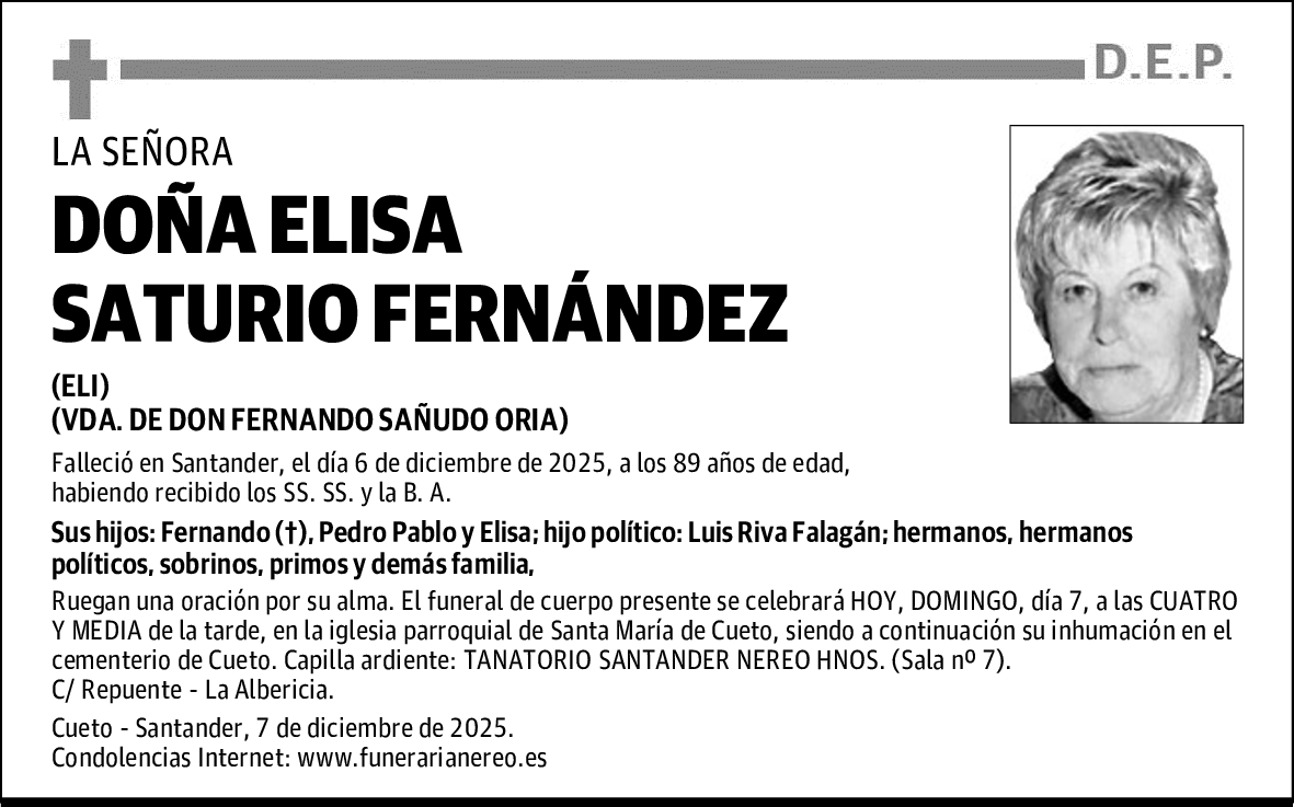 DOÑA ELISA SATURIO FERNÁNDEZ