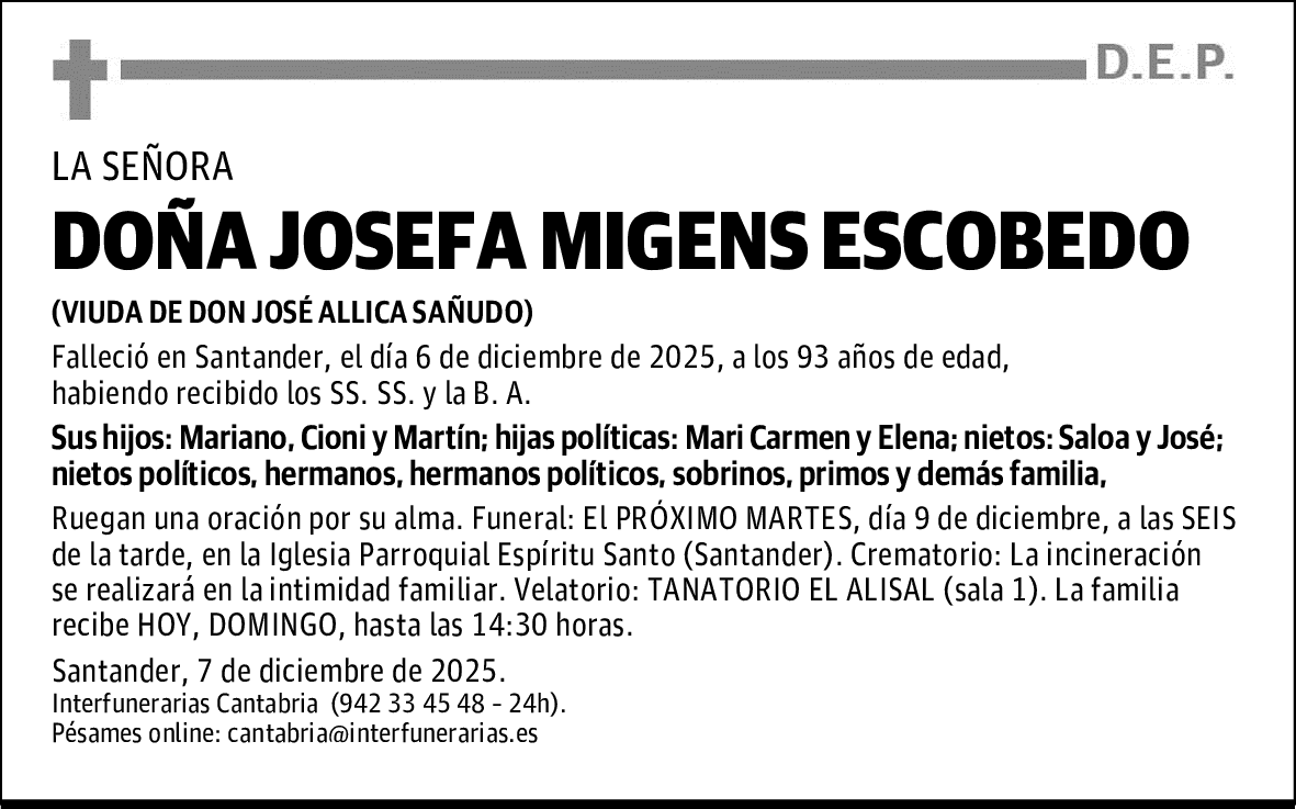 DOÑA JOSEFA MIGENS ESCOBEDO