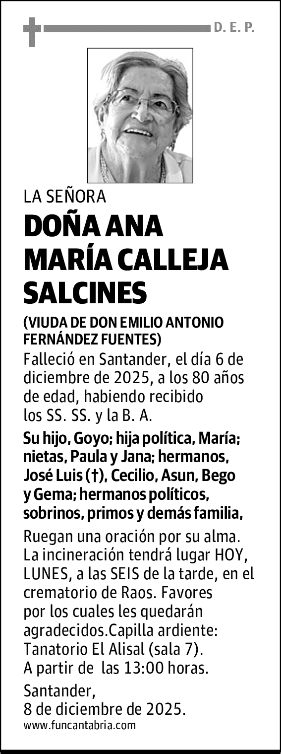 DOÑA ANA MARÍA CALLEJA SALCINES