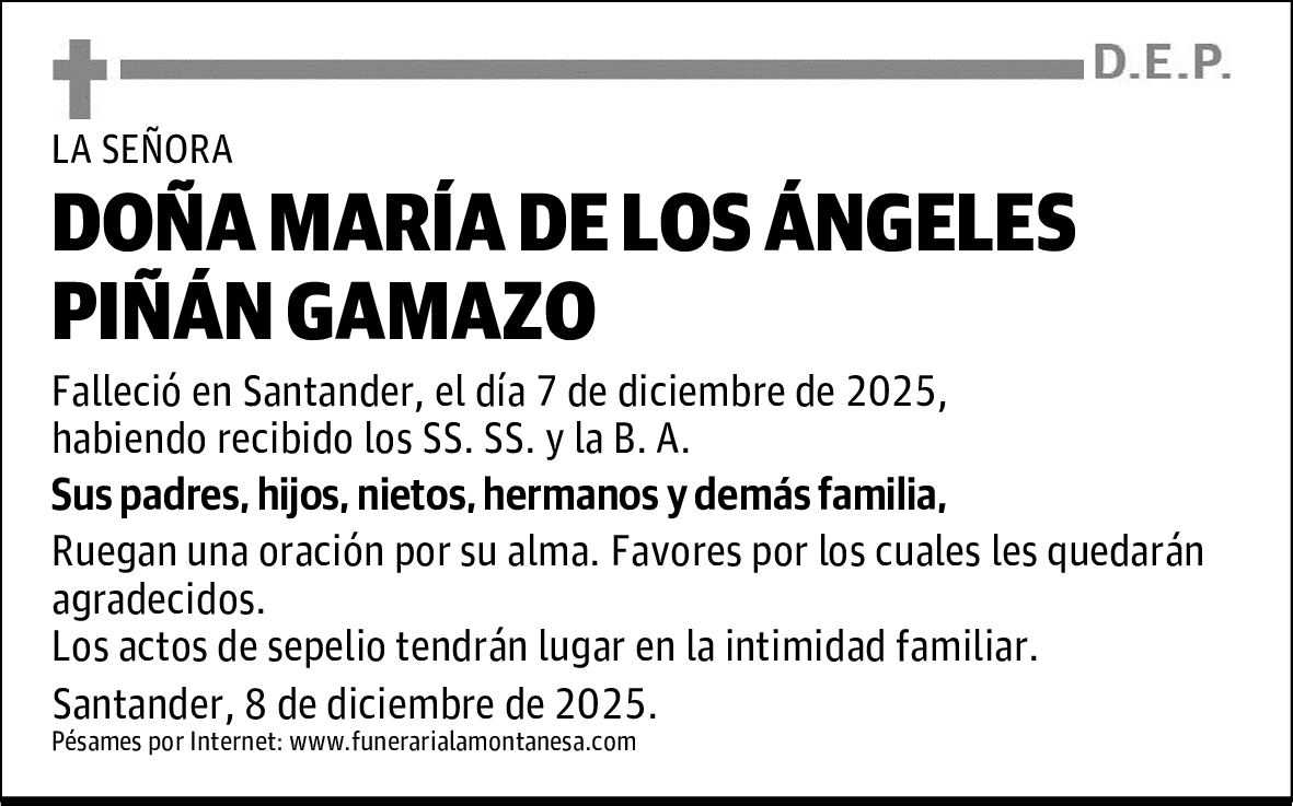 DOÑA MARÍA DE LOS ÁNGELES PIÑÁN GAMAZO