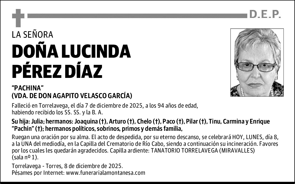 DOÑA LUCINDA PÉREZ DÍAZ