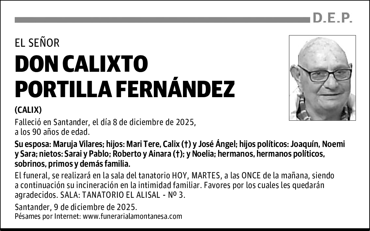 DON CALIXTO PORTILLA FERNÁNDEZ