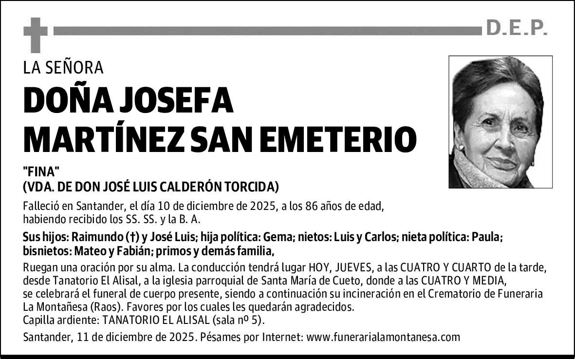 DOÑA JOSEFA MARTÍNEZ SAN EMETERIO