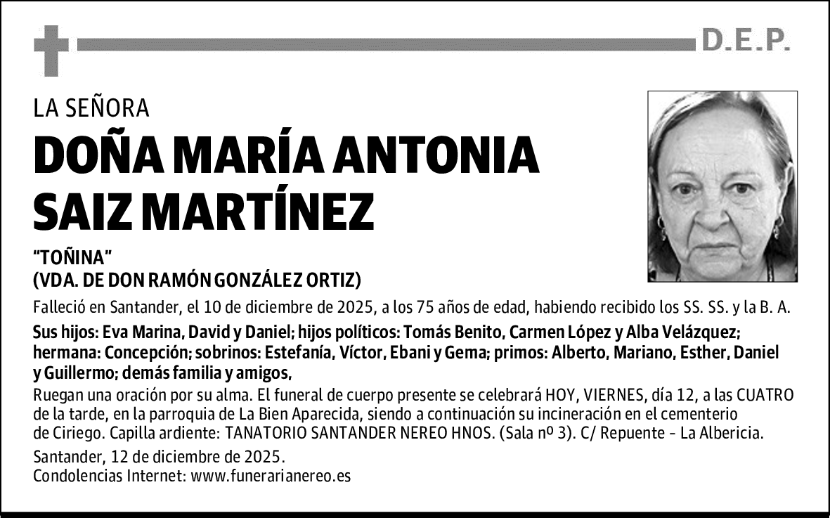 DOÑA MARÍA ANTONIA SAIZ MARTÍNEZ