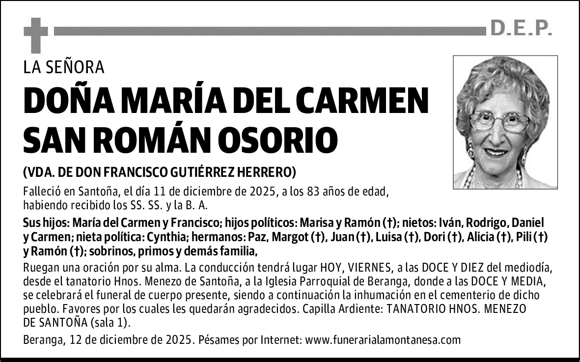 DOÑA MARÍA DEL CARMEN SAN ROMÁN OSORIO