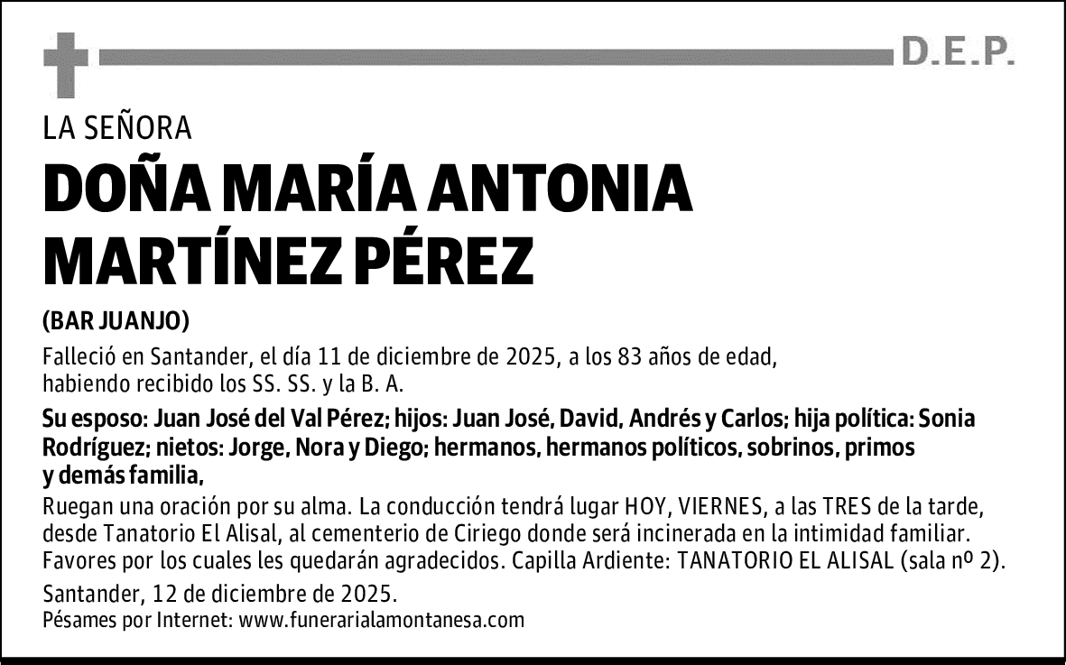 DOÑA MARÍA ANTONIA MARTÍNEZ PÉREZ