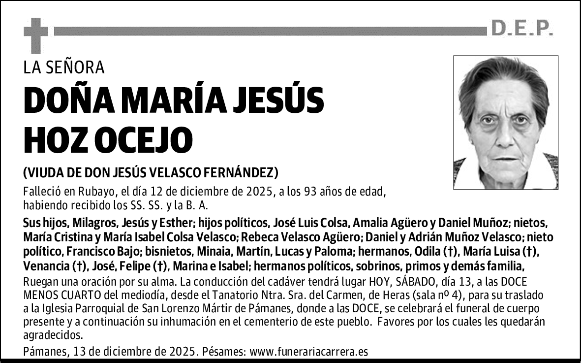 DOÑA MARÍA JESÚS HOZ OCEJO