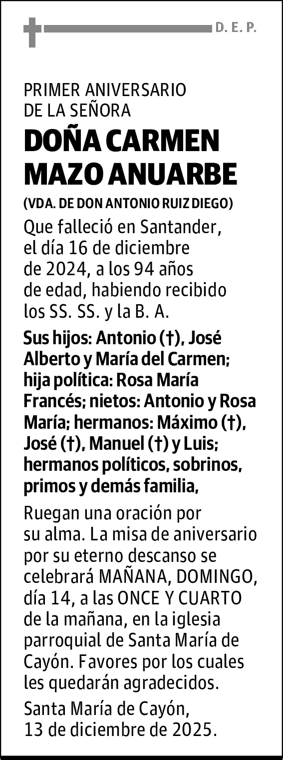 DOÑA CARMEN MAZO ANUARBE