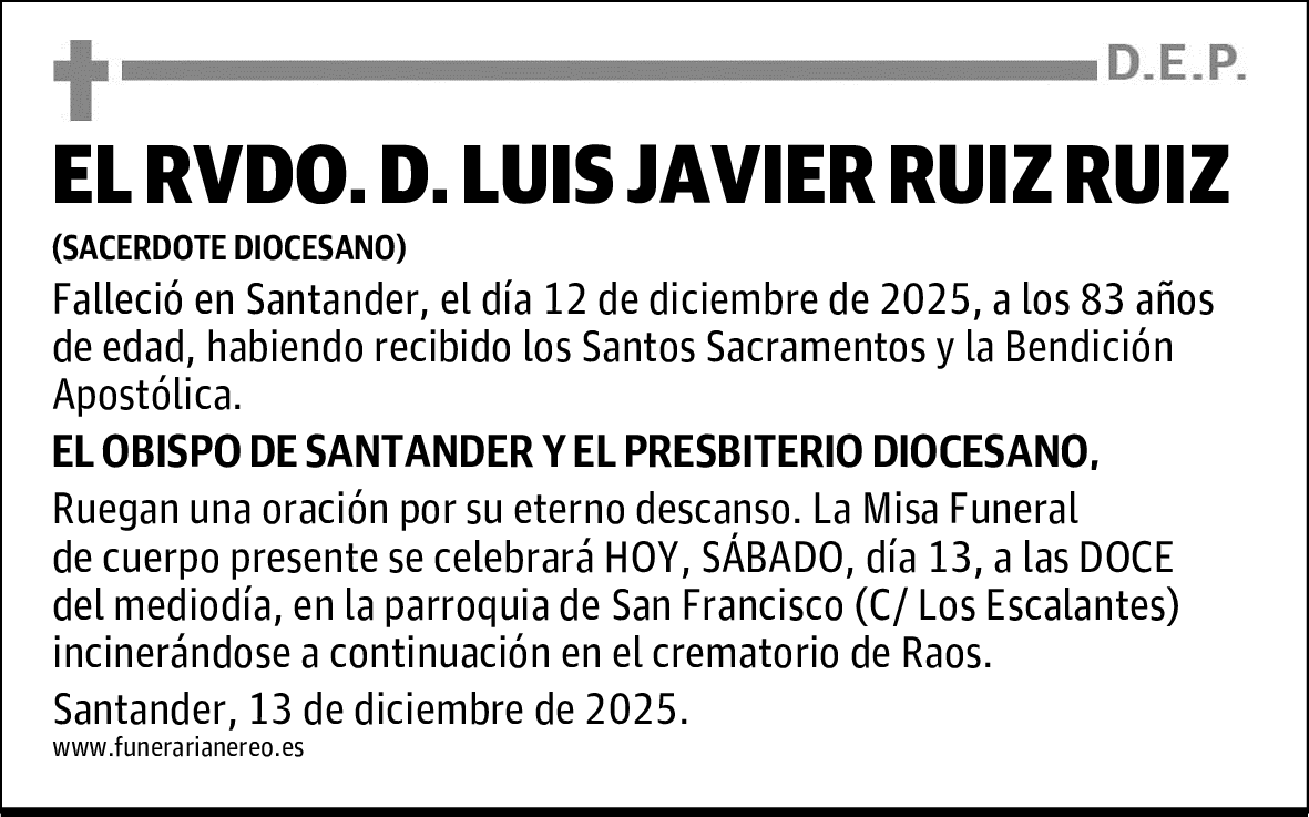 EL RVDO. D. LUIS JAVIER RUIZ RUIZ