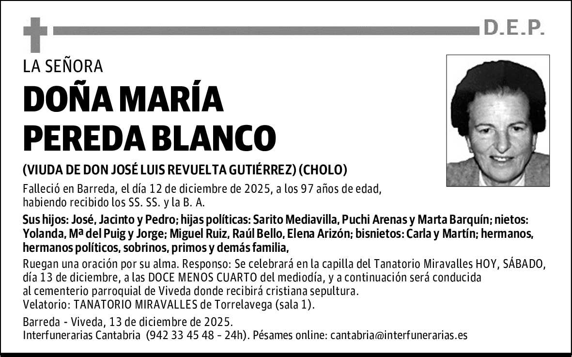 DOÑA MARÍA PEREDA BLANCO