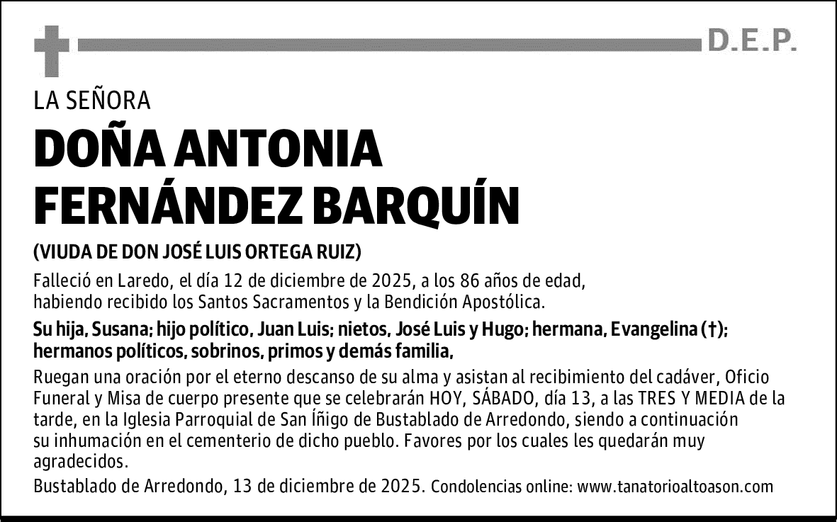 DOÑA ANTONIA FERNÁNDEZ BARQUÍN