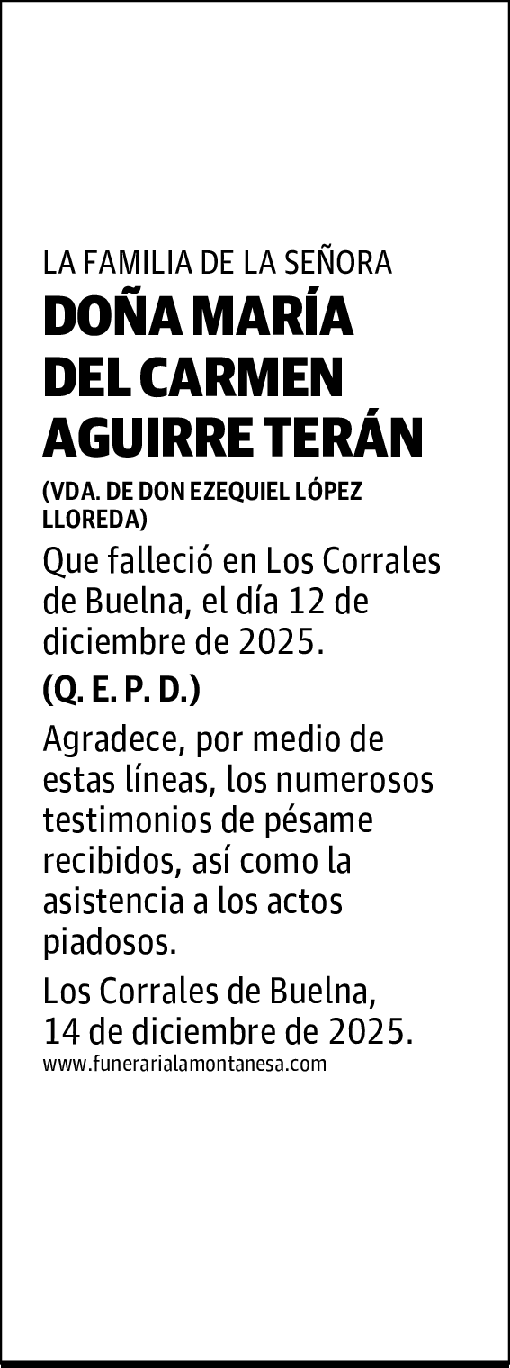 DOÑA MARÍA DEL CARMEN AGUIRRE TERÁN