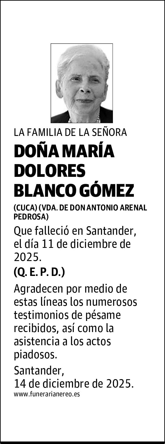 DOÑA MARÍA DOLORES BLANCO GÓMEZ