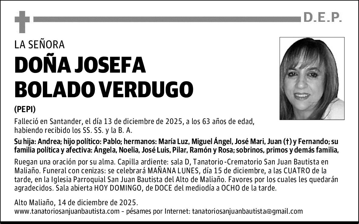 DOÑA JOSEFA BOLADO VERDUGO