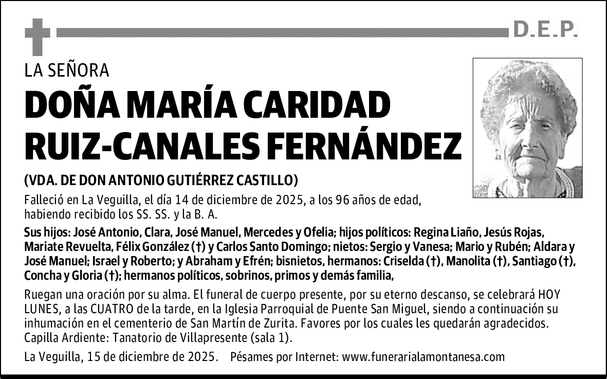 DOÑA MARÍA CARIDAD RUIZ-CANALES FERNÁNDEZ