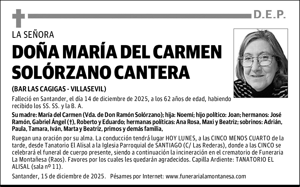 DOÑA MARÍA DEL CARMEN SOLÓRZANO CANTERA
