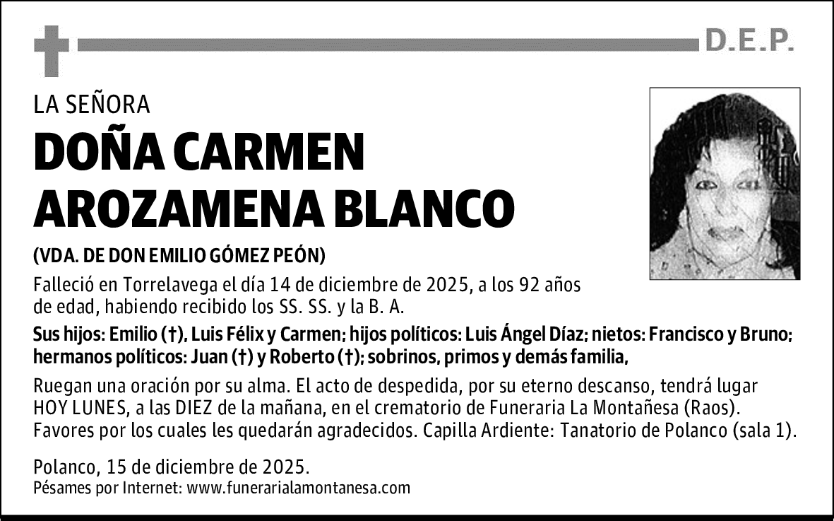 DOÑA CARMEN AROZAMENA BLANCO