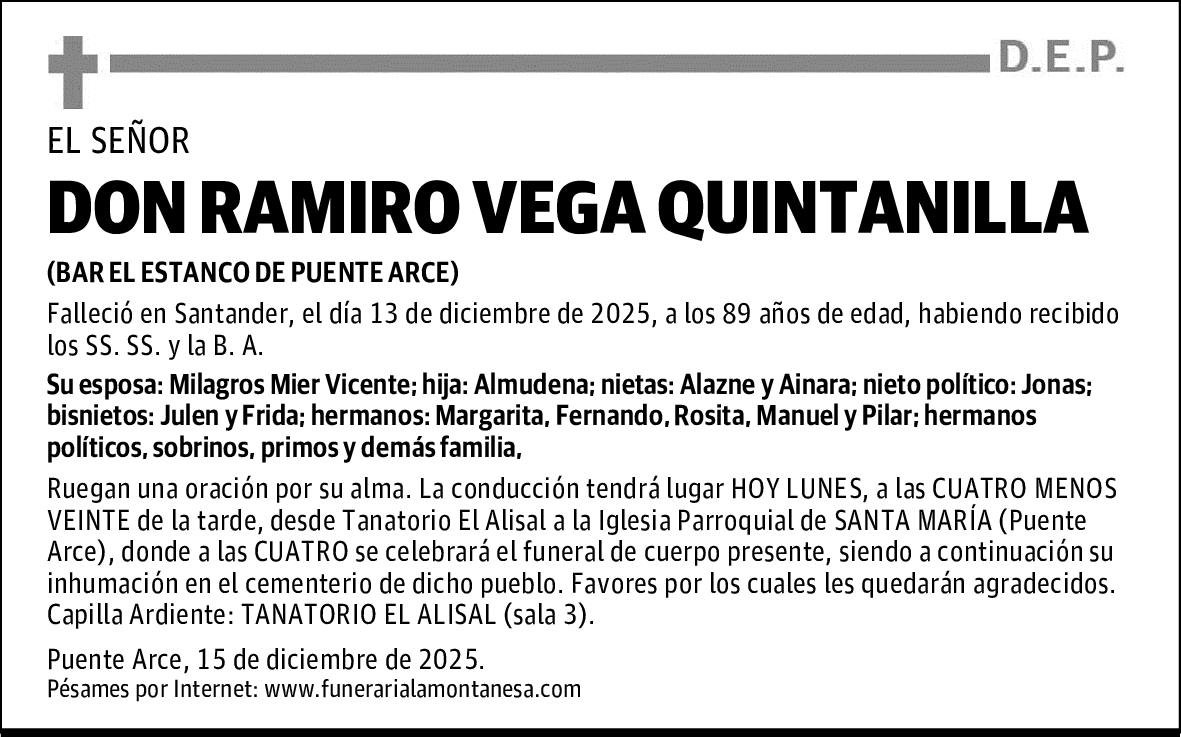 DON RAMIRO VEGA QUINTANILLA
