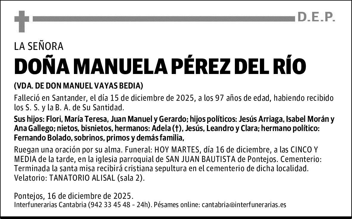 DOÑA MANUELA PÉREZ DEL RÍO